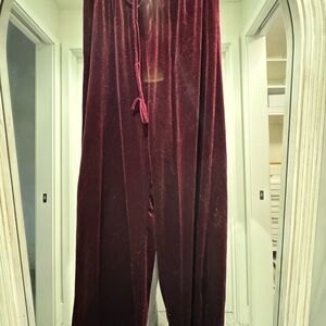 Elegant Velvet Burgundy Straight leg pants